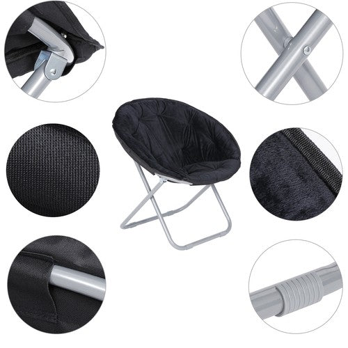Segawe Set of 2 Faux Fur Saucer Chairs Folding Soft Lounge Moon Chairs for Living Room