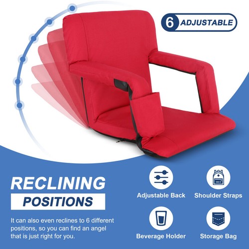 Segawe Stadium Seat Red Reclining Bleacher Chair Folding Perfect For Bleacher Lawn