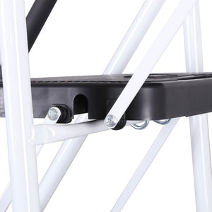 Segawe 5 Step Ladder Folding Steel Step Stoo w/Non-Slip Wide Pedal and Tool Tray White