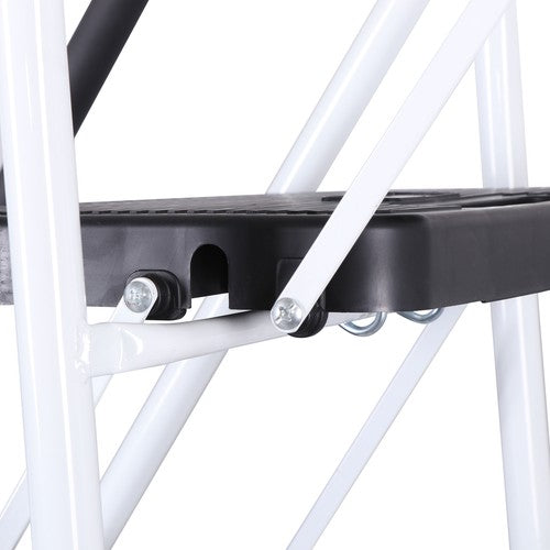 Segawe 5 Step Ladder Folding Steel Step Stoo w/Non-Slip Wide Pedal and Tool Tray White