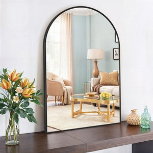 Segawe 24"x36" Arch Bathroom Mirror Wall Mounted Vanity Metal Frame Mirror for Bedroom