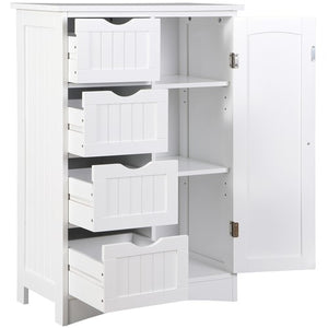 Segawe Wooden Floor Cabinet Side Storage Organizer Bathroom Furniture Home w/4 Drawers