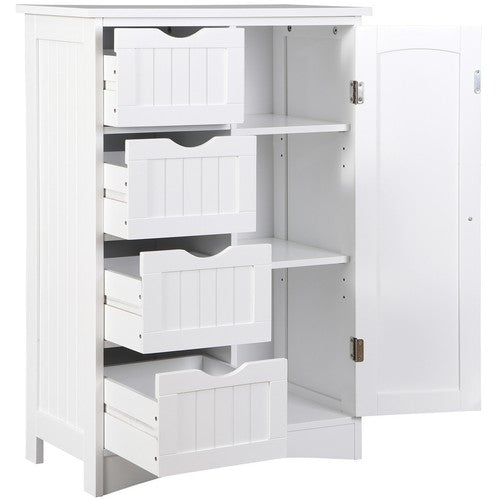 Segawe Wooden Floor Cabinet Side Storage Organizer Bathroom Furniture Home w/4 Drawers