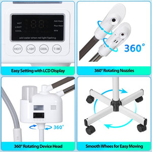 Segawe Professional 3 in 1 Facial Steamer w/5X Magnifying Lamp Hot Cool Mist Function