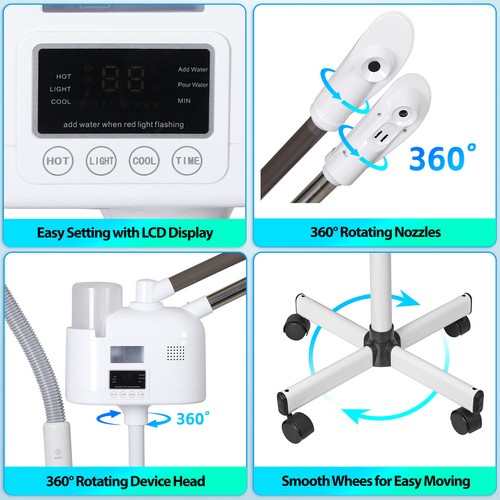 Segawe Professional 3 in 1 Facial Steamer w/5X Magnifying Lamp Hot Cool Mist Function