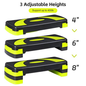 Segawe  31'' Fitness Aerobic Step Adjust 4"- 6 - 8" Exercise Stepper With Risers Yellow