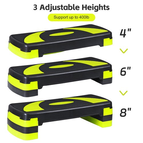 Segawe  31'' Fitness Aerobic Step Adjust 4"- 6 - 8" Exercise Stepper With Risers Yellow