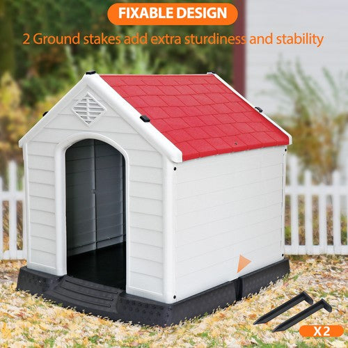 Segawe Outdoor Dog House Water Resistant Dog House Shelter for Small to Medium Size Red