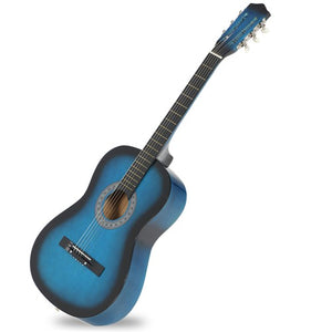 Segawe Beginners Acoustic Guitar w/Guitar Case, Strap, Tuner & Pick Steel Strings Blue