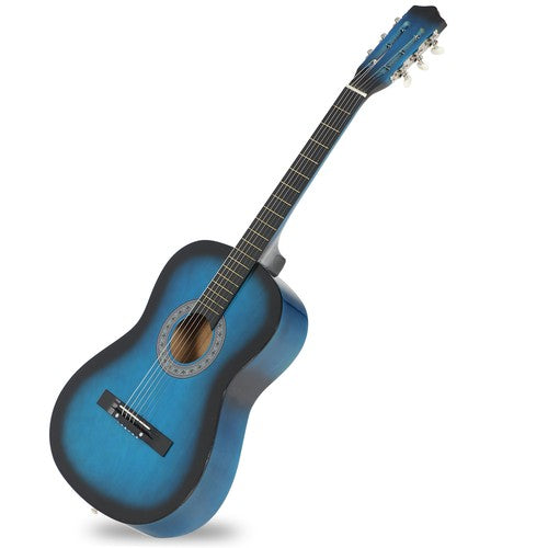 Segawe Beginners Acoustic Guitar w/Guitar Case, Strap, Tuner & Pick Steel Strings Blue