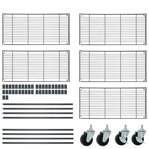 Segawe 5-Tier Shelves Wire Unit Rack Large Space Storage Rolling with 4 Wheel Casters