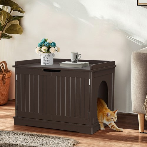 Segawe Cat Litter Box Enclosure Furniture Cat Washroom Hidden Litter Box Cabinet Coffee