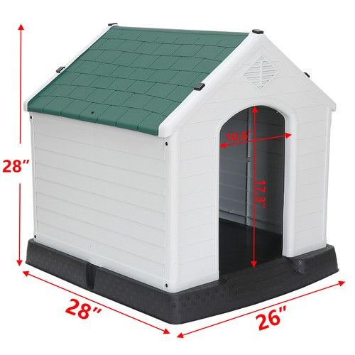 Segawe 28'' H Dog House Outdoor Durable Sturdy Dog House Puppy Shelter Kennel Green