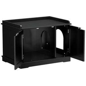 Segawe Cat Litter Box Enclosure Hidden Cat Washroom Furniture Cat House Table Black