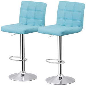 Segawe 2 PCS Bar Stools PU Leather Swivel Chairs with Footrest Adjustable Height Blue