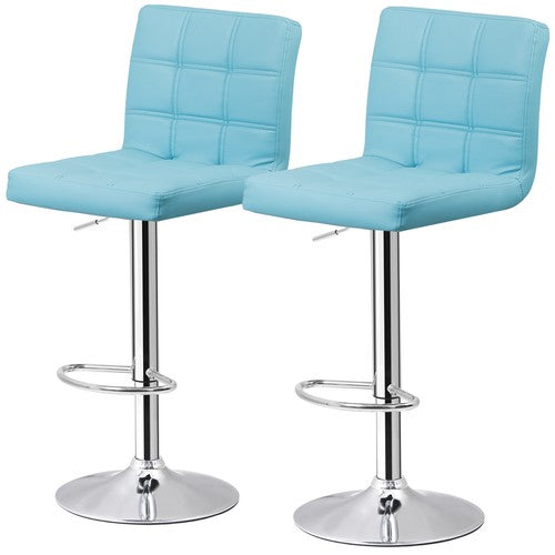 Segawe 2 PCS Bar Stools PU Leather Swivel Chairs with Footrest Adjustable Height Blue