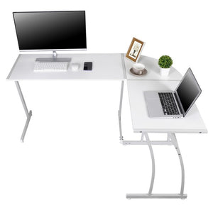Segawe 58" Computer Gaming Laptop Table L Shaped Desk Workstation Office Desk White