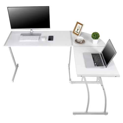 Segawe 58" Computer Gaming Laptop Table L Shaped Desk Workstation Office Desk White