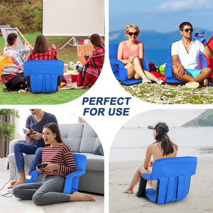 Segawe Wide Stadium Seat for Bleachers Reclining Stadium Chair Seat w/Back Cushion Blue