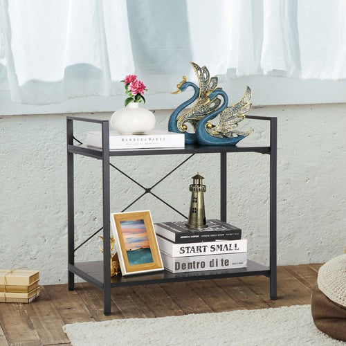 Segawe Solid Double Bookcase Short Frame Wood Bookshelf Display Rack Small Place Cozy