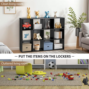 Segawe 12 Cube Storage Organizer Open Shelf Bookcase with Removable Back Panels Black