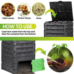 Segawe Large Garden Compost Bin 120 Gallon Outdoor Composter Bin from BPA Free Material