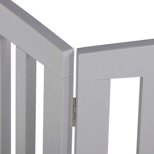 Segawe Freestanding 24" Pet Dog Gate 4 Panels Indoor Foldable Dog Fence for Stairs Grey