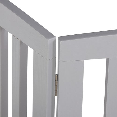 Segawe Freestanding 24" Pet Dog Gate 4 Panels Indoor Foldable Dog Fence for Stairs Grey
