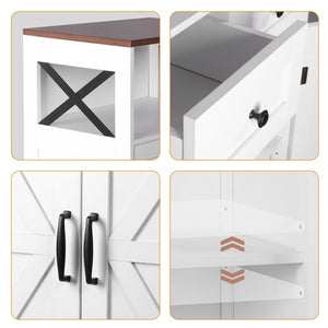 Segawe White Floor Cabinet Farmhouse Storage Cabinet with Doors and Drawer Freestanding