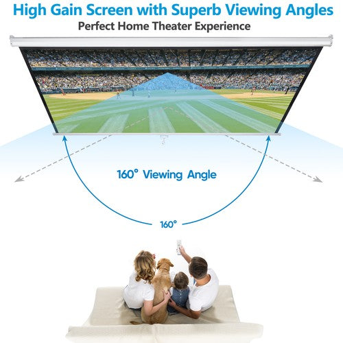 Segawe 80'' Portable Projector Screen 16:9 4K HD Projection Screen Pull Down for Home
