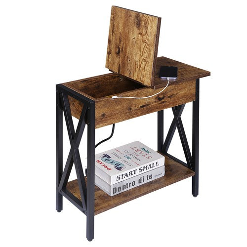 Segawe 24'' Side Table with USB Ports and Outlets X-Design Narrow Sofa Side Table Home