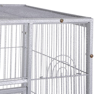 Segawe 53 Inch Flight Bird Cage Large Wrought Iron Parrot Cage with Rolling Stand White