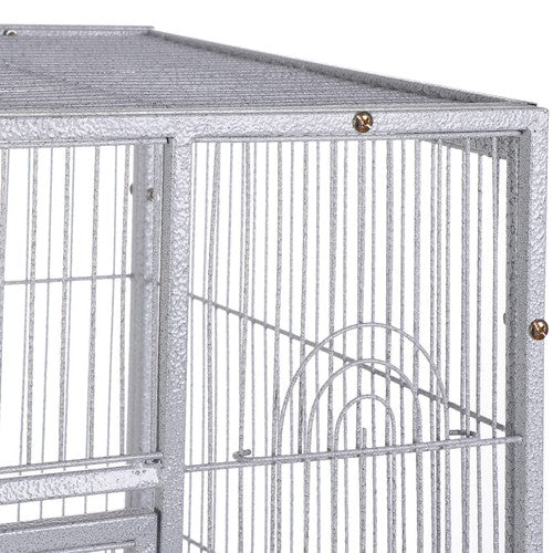 Segawe 53 Inch Flight Bird Cage Large Wrought Iron Parrot Cage with Rolling Stand White