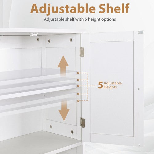 Segawe Bathroom Floor Storage Cabinet w/ 2 Drawers & 2 Doors Adjustable Shelf White