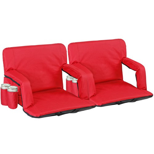 Segawe 2X Reclining Stadium Seat for Bleachers Padded Backrest Adjustable Armrests Red