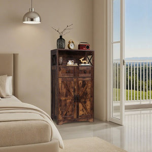 Segawe Bathroom Floor Cabinet w/ 2 Doors 2 Adjustable Shelves for Kitchen Rustic Brown