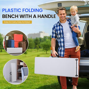 Segawe 2PCS 6FT Plastic Folding Bench Portable Outdoor Bench for Picnic Camping Garden