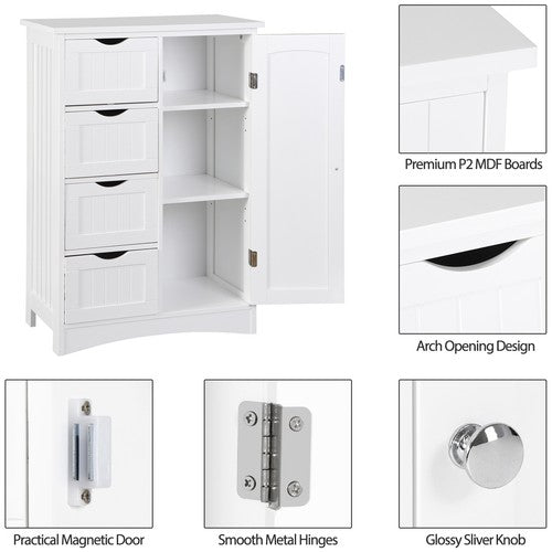 Segawe Wooden Floor Cabinet Side Storage Organizer Bathroom Furniture Home w/4 Drawers
