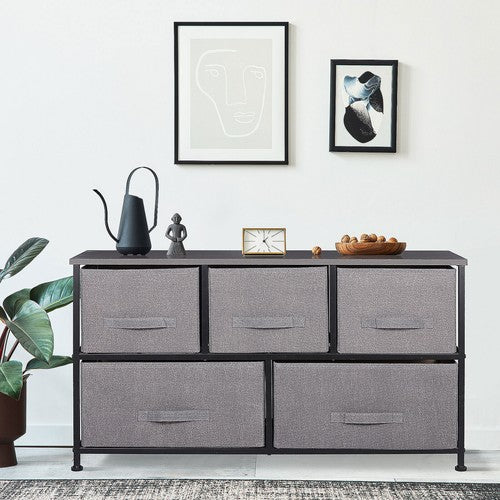 Segawe Drawer Dressers for Bedroom Closet Storage Organizer W/Metal Frame Graphite Grey