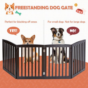 Segawe Dog Gate Indoor Freestanding 4 Panel 24" Pet Gate Foldable Dog Fence for Stairs