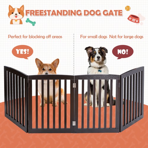 Segawe Dog Gate Indoor Freestanding 4 Panel 24" Pet Gate Foldable Dog Fence for Stairs
