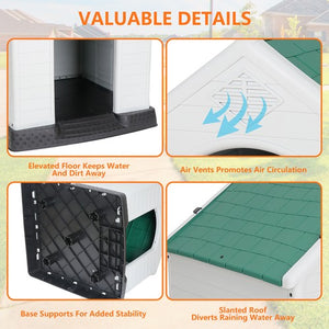 Segawe 28'' H Dog House Outdoor Durable Sturdy Dog House Puppy Shelter Kennel Green