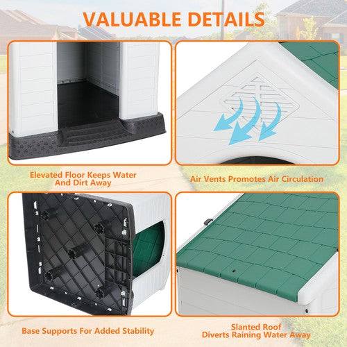 Segawe 28'' H Dog House Outdoor Durable Sturdy Dog House Puppy Shelter Kennel Green