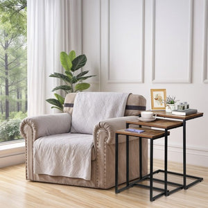 Segawe Modern Nesting Coffee Table Set of 3 C Table for Living Room Sofa Metal Legs