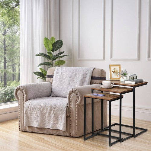 Segawe Modern Nesting Coffee Table Set of 3 C Table for Living Room Sofa Metal Legs