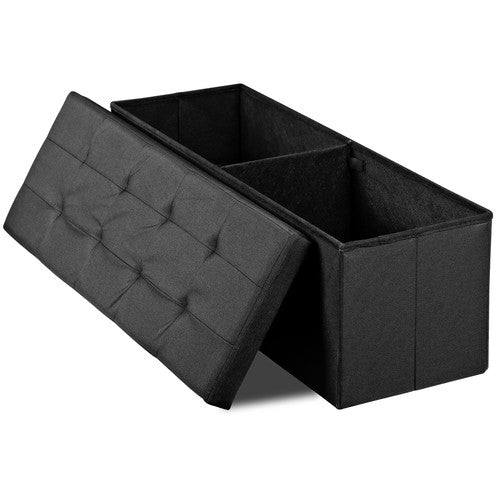 Segawe 43Inch Folding Ottoman Storage Bench Chest Footrest Long Box w/Padded Seat Black