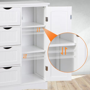 Segawe Wooden Floor Cabinet Side Storage Organizer Bathroom Furniture Home w/4 Drawers