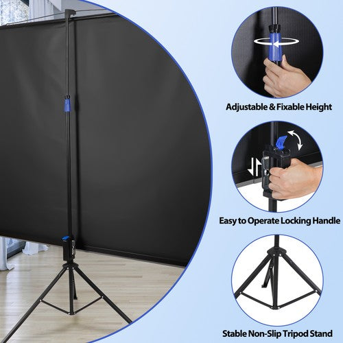 Segawe Projector Screen with Stand 84 inch for Movie or Office Presentation 16:9 HD