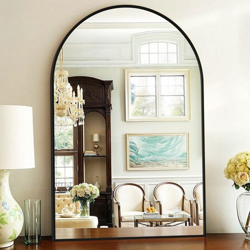 Segawe 24"x36" Arch Bathroom Mirror Wall Mounted Vanity Metal Frame Mirror for Bedroom