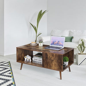 Segawe Durable Coffee Table End Storage Stand Living Room with Open Storage Shelf